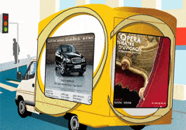 Panneau de publicit� sur camionnettes