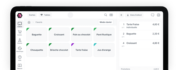 Ecran d'une caisse intelligente